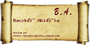 Baczkó Abiáta névjegykártya